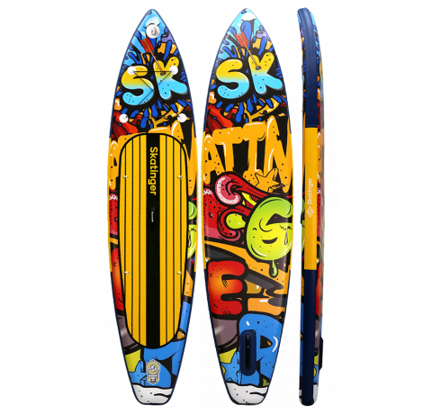 Skatinger Graffiti Yellow Touring SUP deska – Drznost, Kontrast, Zmogljivost