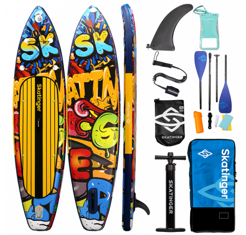 Skatinger Graffiti Yellow Touring SUP deska – Drznost, Kontrast, Zmogljivost