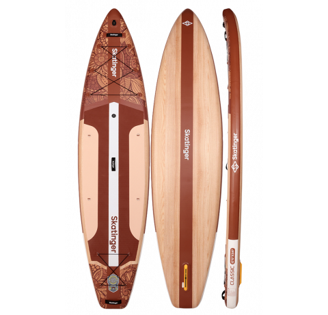 Turna SUP deska z veslom Skatinger Waverider, svetlo rjava – naravna, gladka in brezčasna