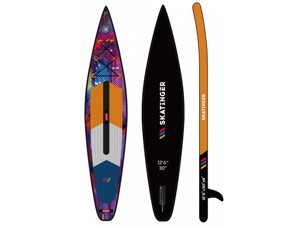 Skatinger CMYK Orange Racing SUP deska – Ostrina, Moč, Neustavljivost