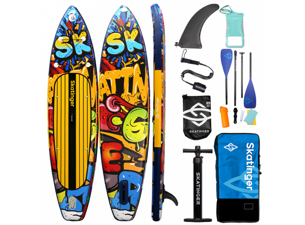 Skatinger Graffiti Yellow Touring SUP deska – Drznost, Kontrast, Zmogljivost
