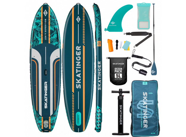 SkatingerLeafy Expedition Green Allround Paddle SUP Board – Stability, Endurance & Control
