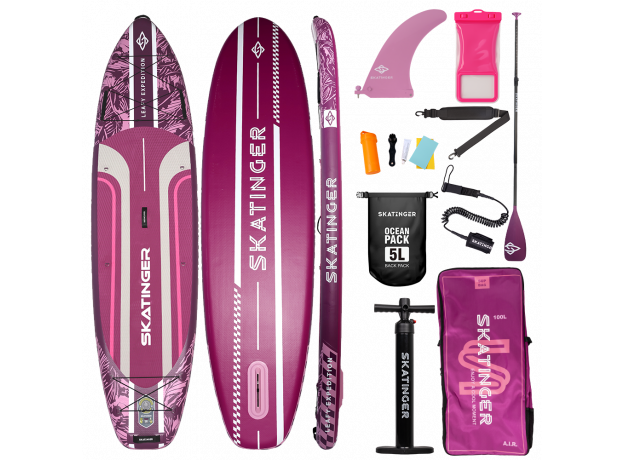 Skatinger Leafy Expedition Pink Allround Paddle SUP Board – Style, Stability & Endurance